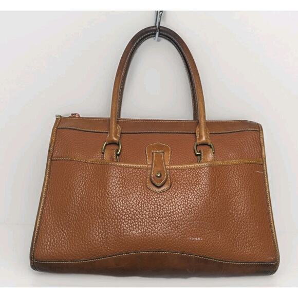 Vintage Dooney & Bourke Pebble British Tan Vachetta Leather Satchel Bag USA - Picture 2 of 16